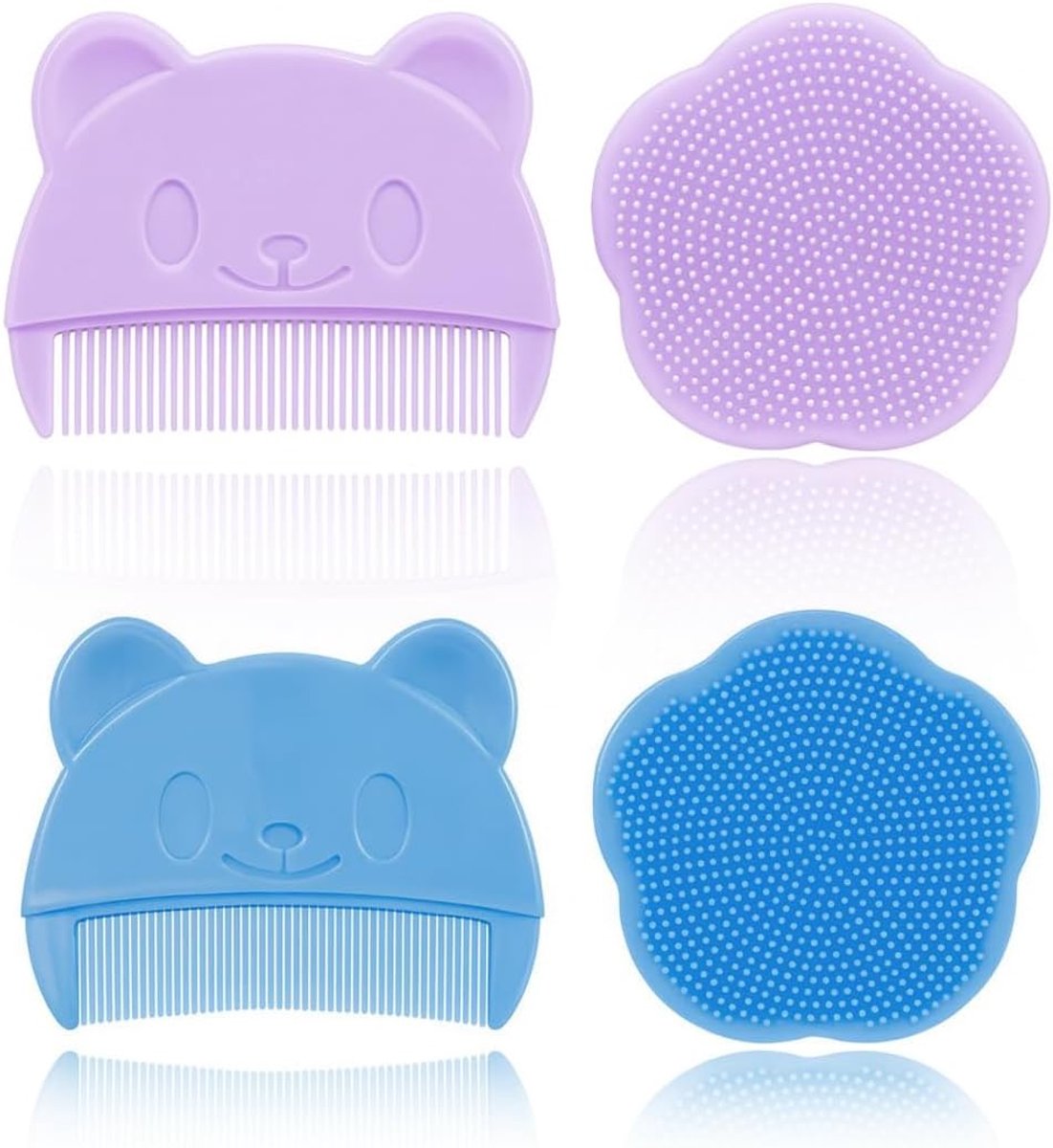SnelShoppen - 4-delige Babyborstel Set, Nieuwborn Bad Borstel, Babybed Borstel, Zachte Silicone Hoofdborstel voor Baby en Volwassen Gezichtsreiniging