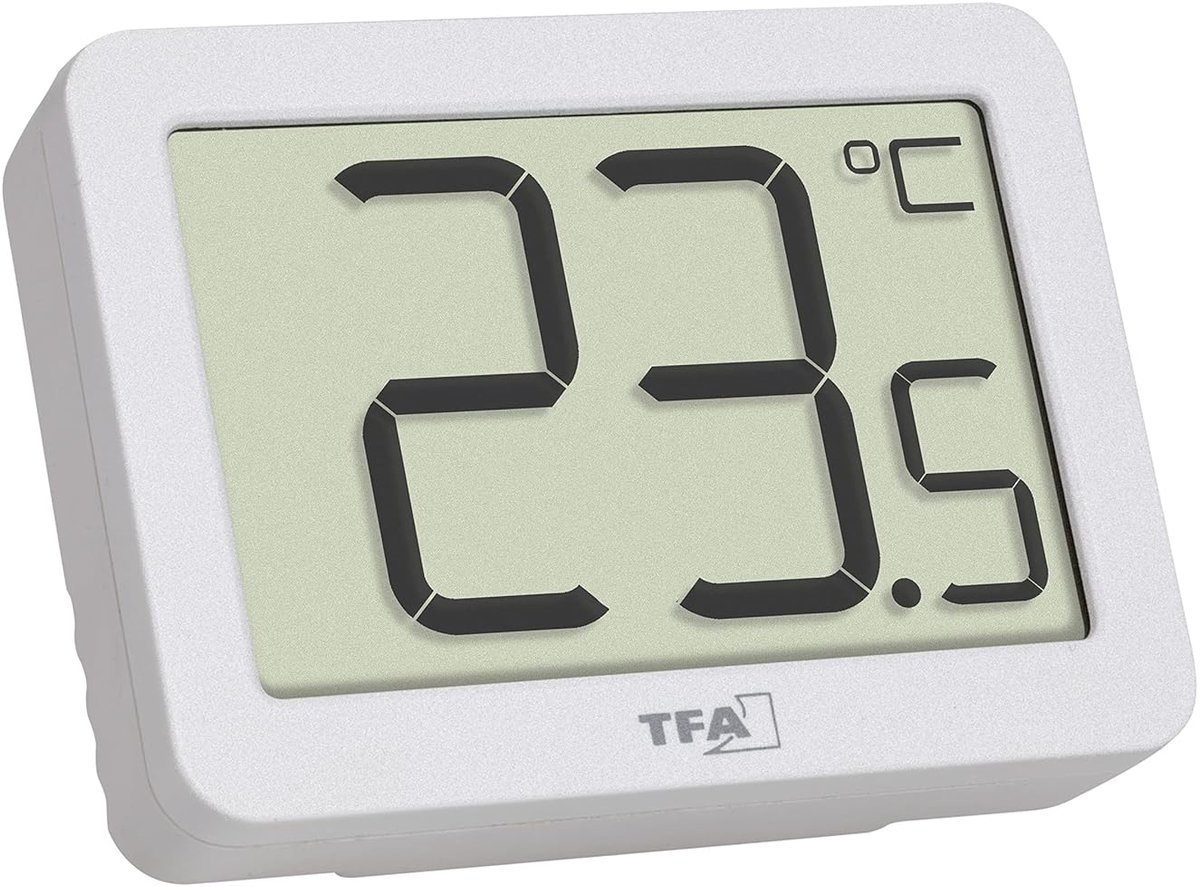 SnelShoppen - Digitale Mini Thermometer voor Binnen, Compact en Handzaam, Met Groot Display, Max/Min Waarden, Wit, Ideaal voor Auto, Werkplaats en Kel