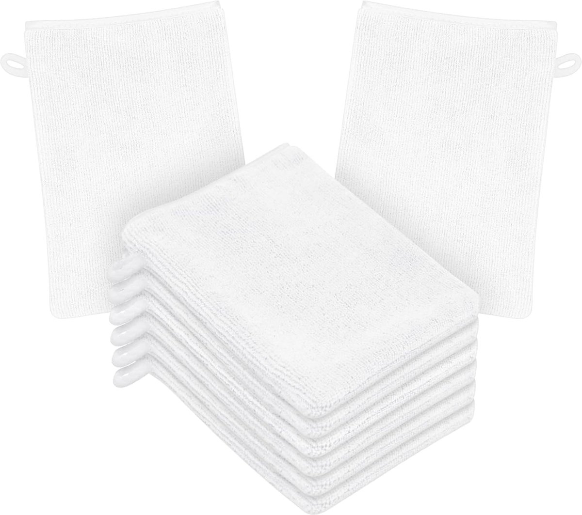 SnelShoppen - 8x Microfiber Washcloths Glove - Flanel Soft Shower Gloves 15x20cm - Herbruikbare Make-up Verwijder Gloves - Witte Bad SPA Doekjes voor