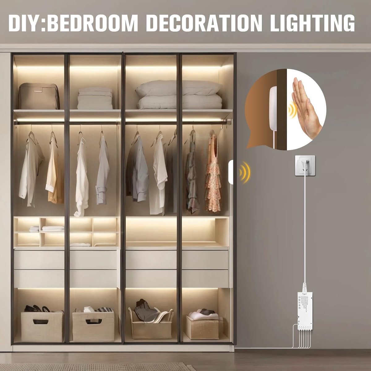 SnelShoppen - COB LED Strip 1 Meter 6 Rollen 12V Natuurlijk Wit Dimmer voor Wijnkasten, Planken, Keukenkasten - Snijbare, Hoge Lichtopbrengst, Geluids