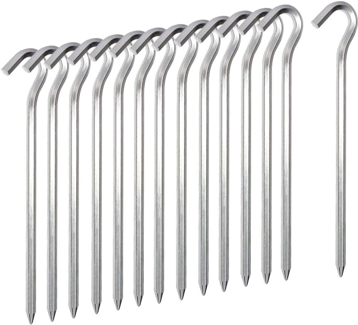 SnelShoppen - Tent Pegs 14 Stuks, 18cm Aluminium Heavy Duty Tent Haken, Lichtgewicht Grondpennen voor Camping, Tuin, Canopy en Tarp
