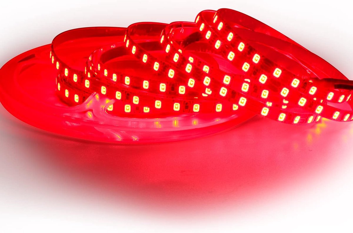 SnelShoppen - 12V LED Strip 5mm Rood 5m, 600 LEDs, IP20 Lichtstrip Voor Slaapkamer, Keuken, Tuin, Feestverlichting, Energiezuinig