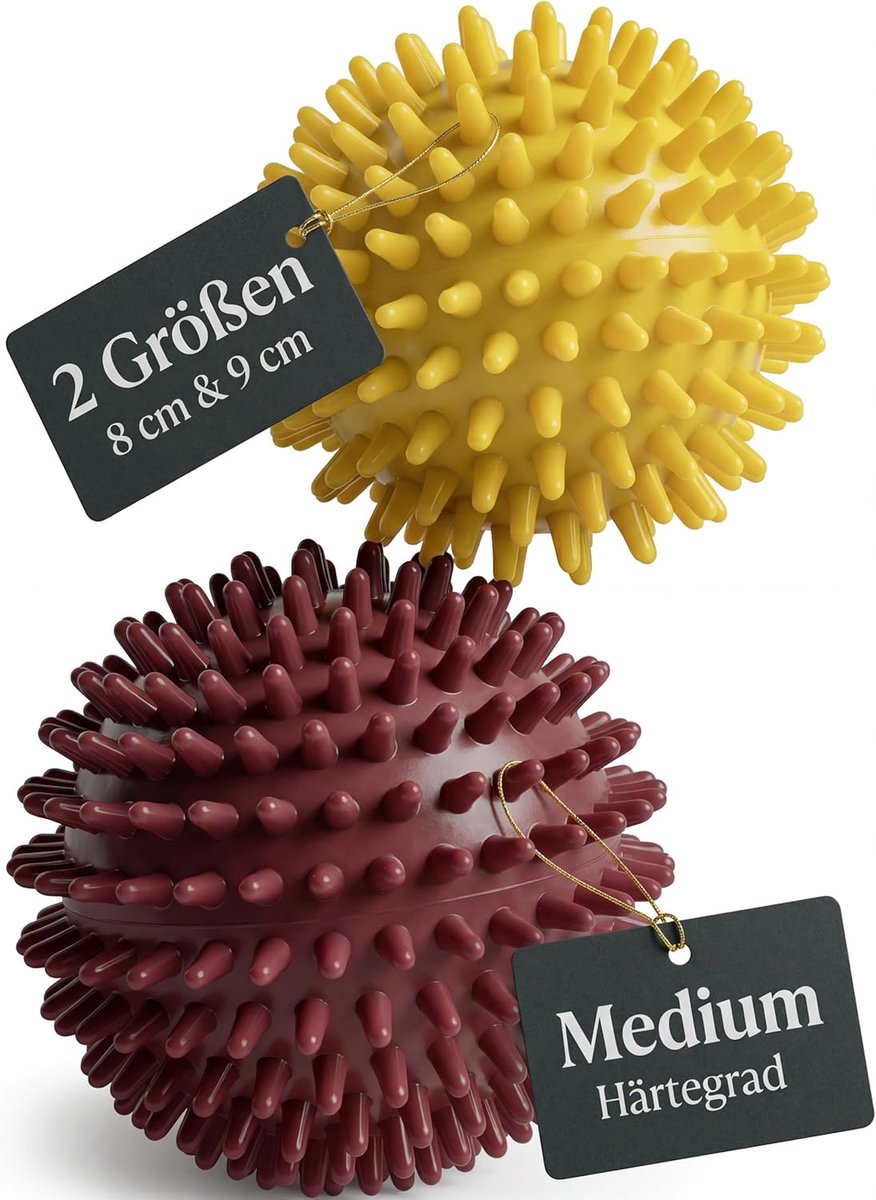Thijox - Premium Massagebal Set 2-delig - Igelbal 8 cm & 9 cm - Zachte Noppenbals voor Voetmassage en Fascie - Perfect voor Ontspanning en Herstel