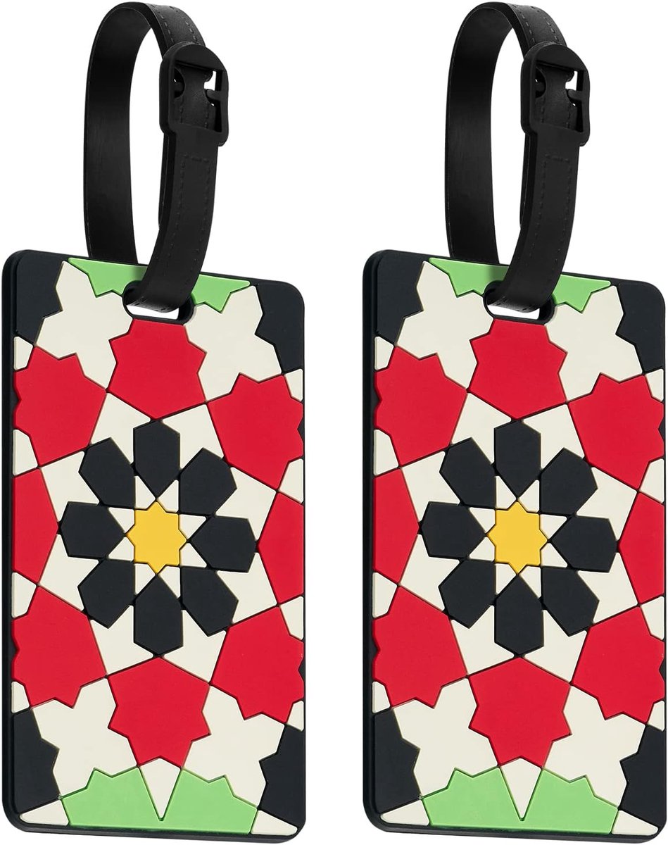 Reiskofferlabels set van twee - grote bloemen design - kleurrijke identificatie - eenvoudig te herkennen - ServiceTopper
