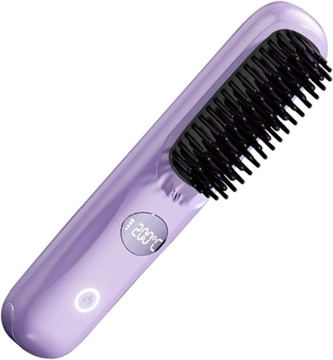 Draadloze stijlkam - compacte haarborstel voor glad en verzorgd haar - snel opwarmen - roze - 20 x 4,5 x 4,5 cm - ABS voor reizen, pony en kort haar