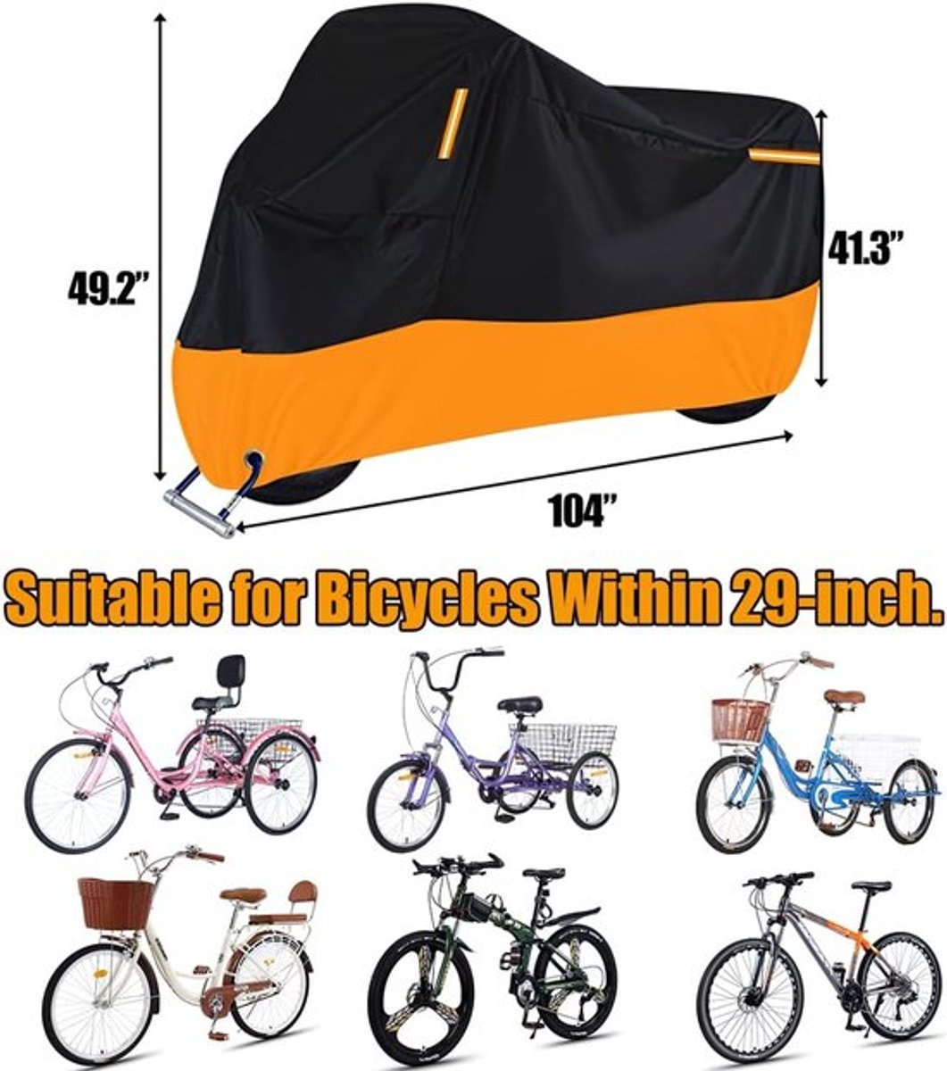 Driewielerhoes voor volwassenen hoes - Waterdichte Fietshoes - Regentent Huif - Driewieler Motorhoes - Multifunctionele beschermhoes - Fietshoes Universeel - 265×105×125cm - Driewielfiets Hoes