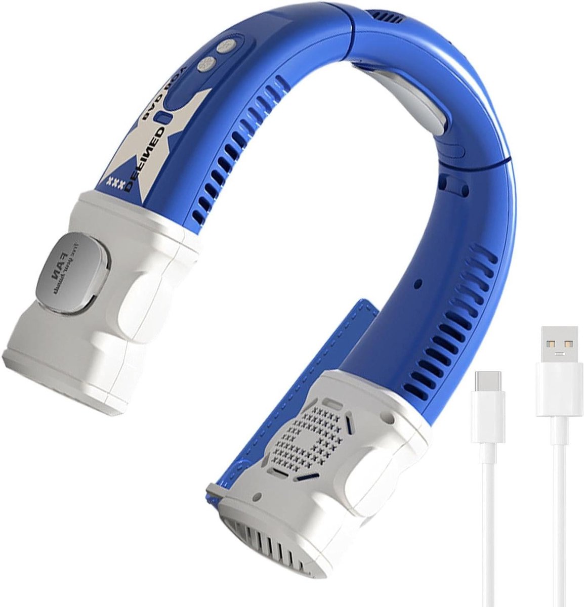 Nek Ventilator - Persoonlijke Airco - Buitenactiviteiten - 5 Snelheden - 23.1cm Hoog - Blauw