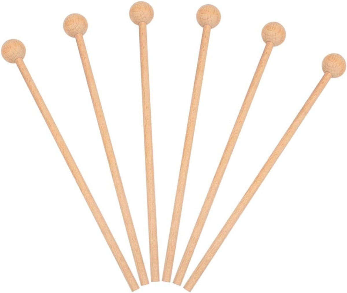 SnelShoppen - 6 Stuks Houten Mallets Percussiestokken voor Xylofoon, Glockenspiel, Energie Chime, Woodblock, Belletjes - Ideaal voor Muziekles en Thui