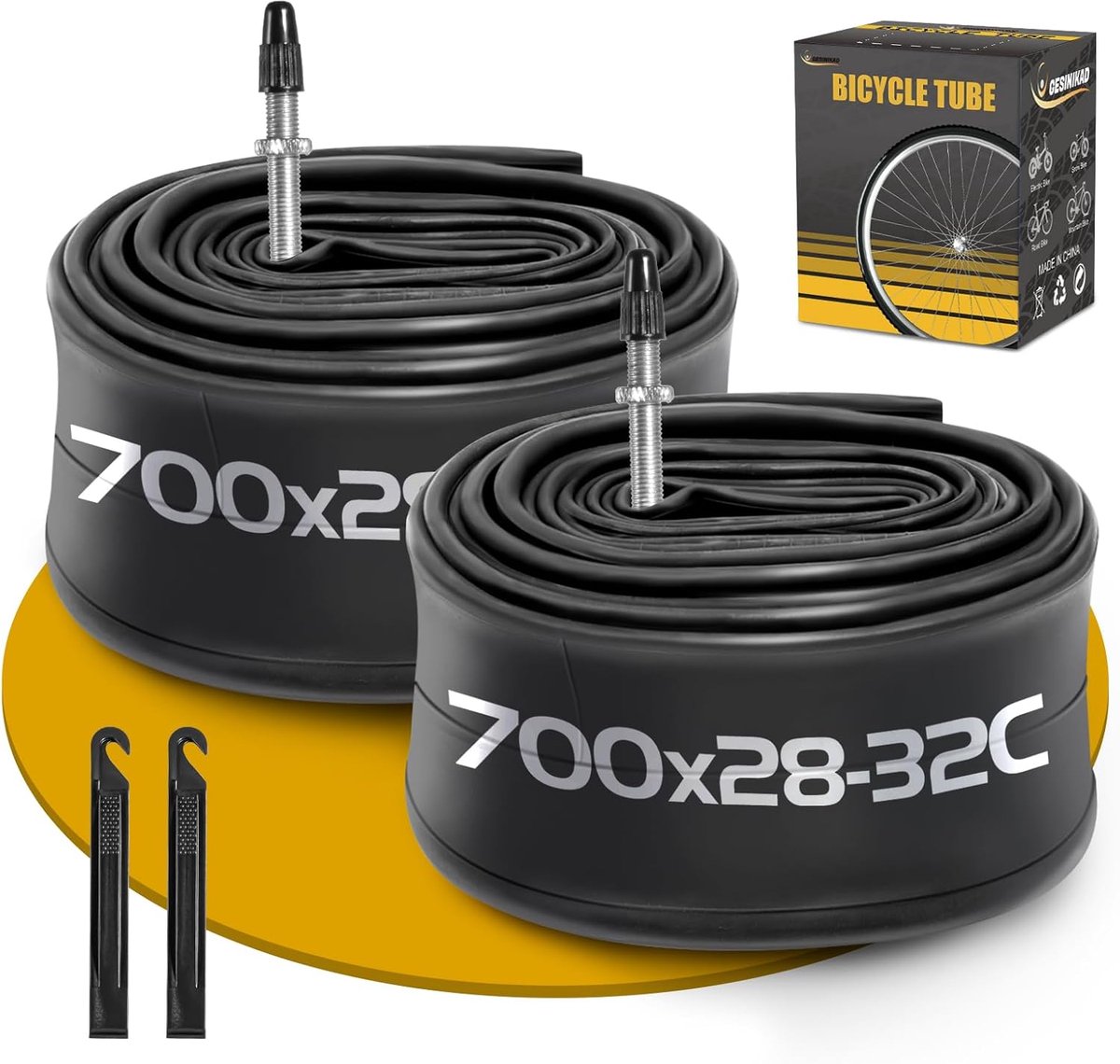 SnelShoppen - 2 Pack 28 Inch 700 x 28-32C Fiets Binnenbanden FV 48mm Presta Ventiel voor Racefiets, E-bike, Gemakkelijk te Installeren, Duurzaam en Be