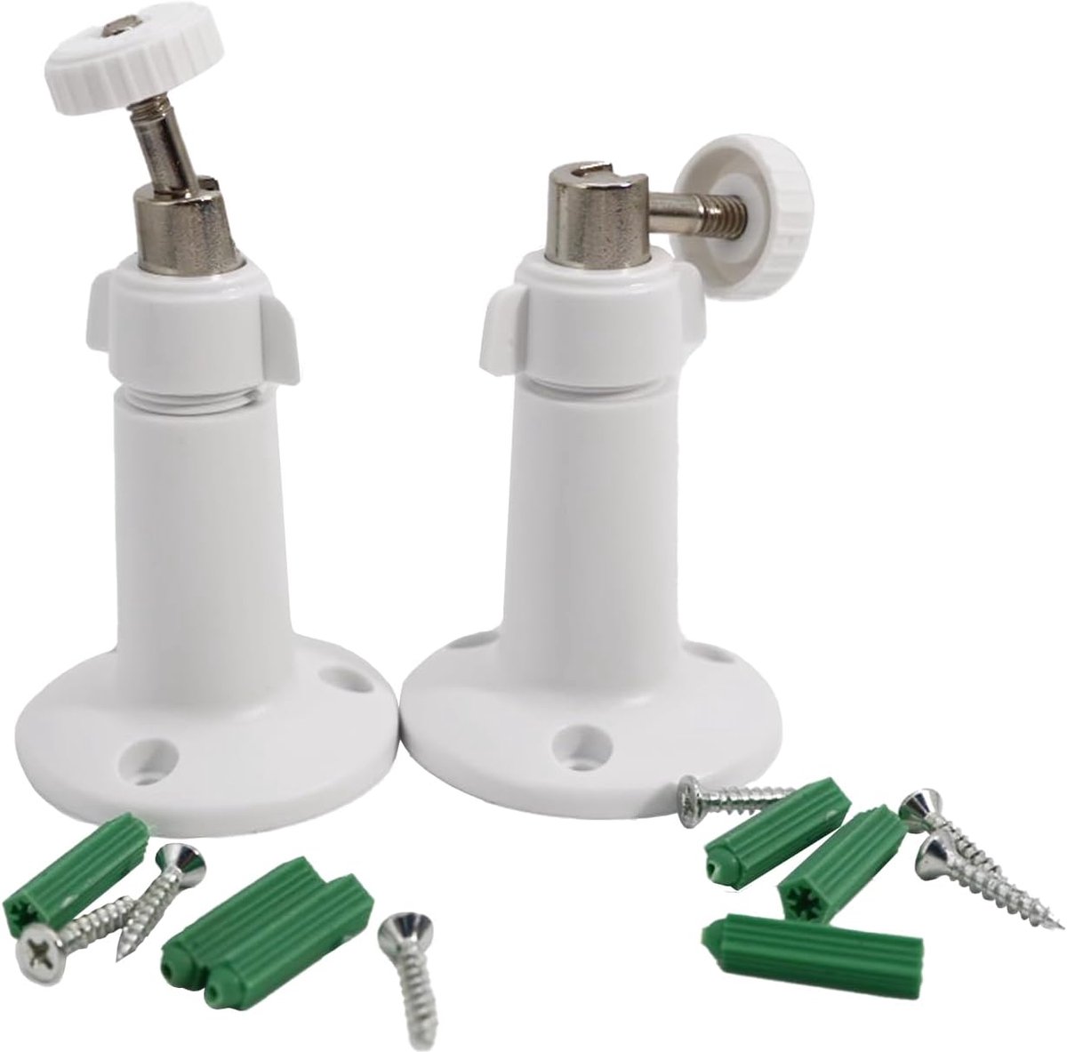 SnelShoppen - Wandmontage voor Beveiligingscamera's, 360° Verstelbare Houder voor Camera's, Waterproof en Roestvrij, Set van 2, Wit, Binnen- en Buiten
