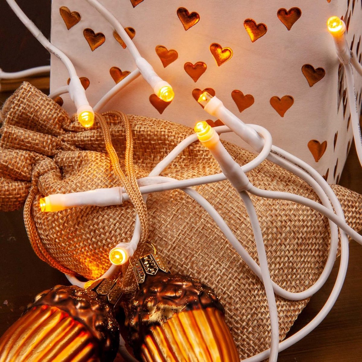 SnelShoppen - 50-delige LED Sfeerverlichting Binnen met Stekker, Warm Witte LED Lampjes, 7.3 Meter Verlichtingsketting, Decoratie voor Feesten en Geze