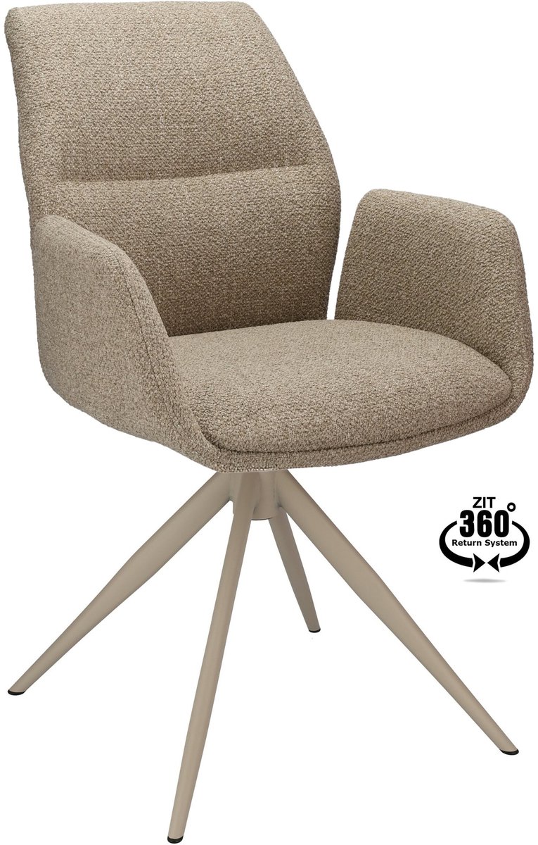 Icon Living - Armstoel Waylon Stof Rhythm Liver Leg Creme 360° Return-system