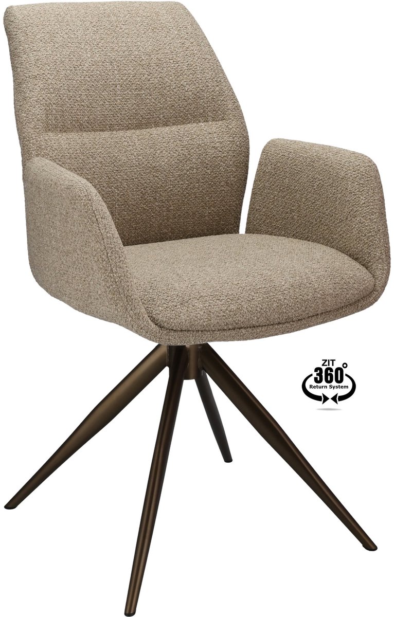 Icon Living - Armstoel Waylon Stof Rhythm Liver Leg Bronze 360° Return-system