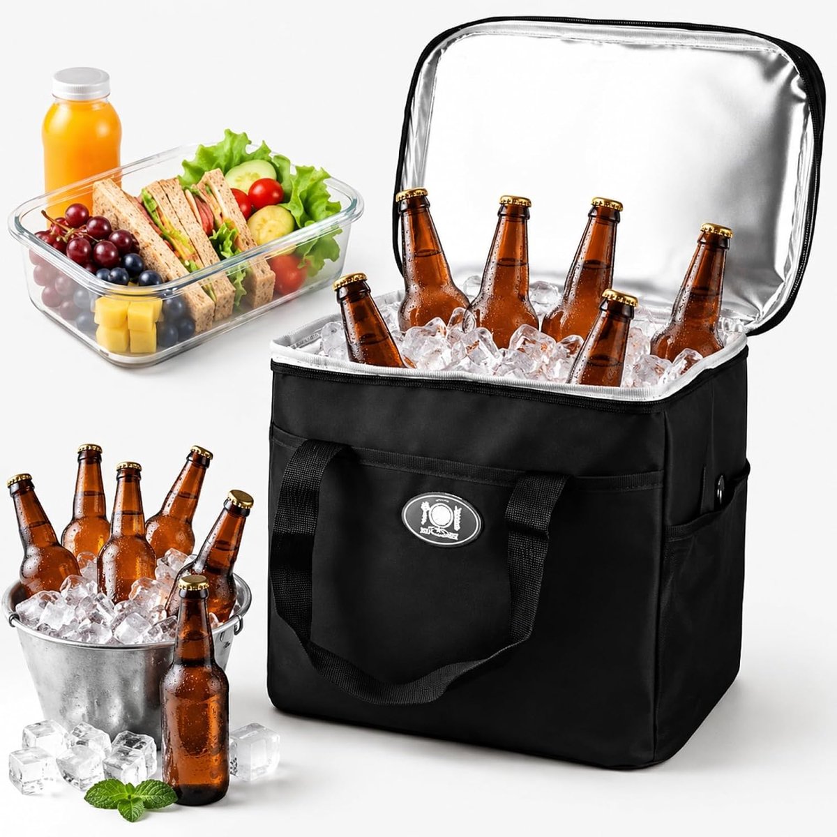 SnelShoppen - Cooler Bag - Vouwbare Geïsoleerde Tas met Schouderriem - Lekvrij Thermo Tas - Picknicktas - Lunchbag - Waterdicht voor Werk, Picknick, B