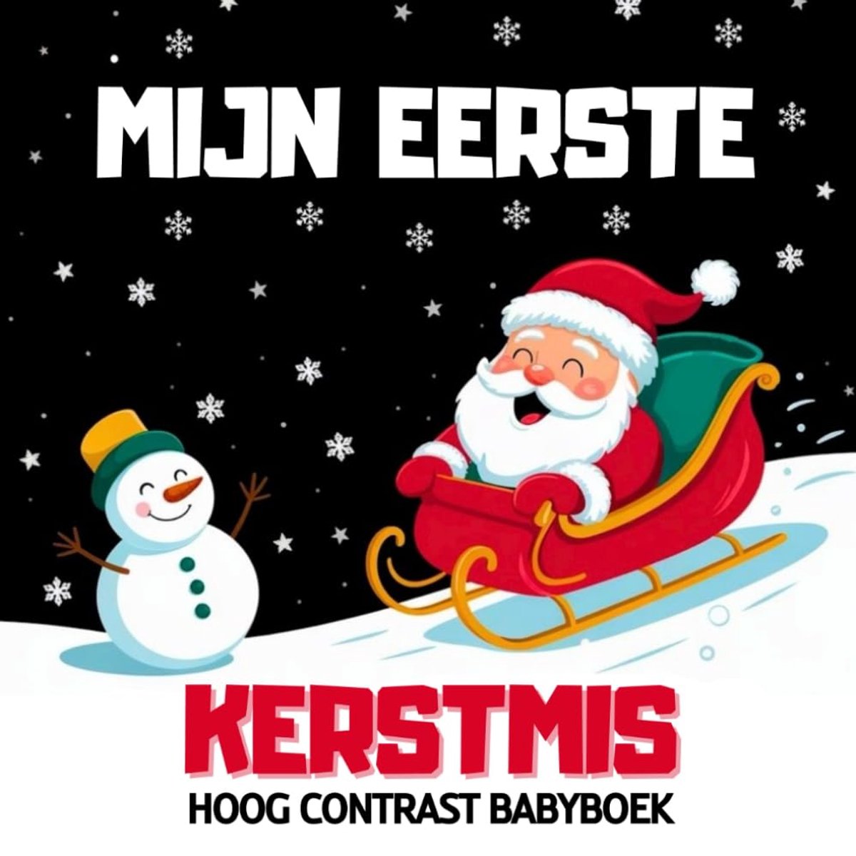 SnelShoppen - Mijn Eerste Kerstmis Hoog Contrast Babyboek - Zwart-Wit Afbeeldingen voor Visuele Stimulatie - Perfect Cadeau voor Pasgeborenen 0-12 Maa