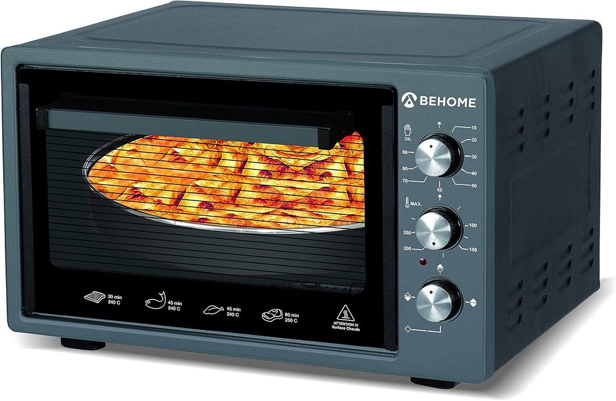 SnelShoppen - Elektrische Oven met Hetelucht Circulatie 38 Liter - Roestvrijstaal, Zelfreinigend, Tot 320 Graden, Dubbel Glas, Interieurverlichting en
