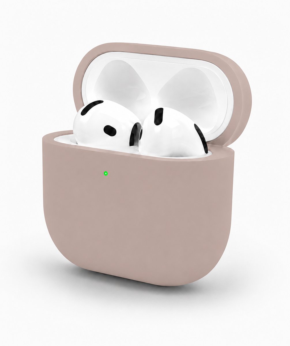 Enluxe Case geschikt voor Airpods 4 - Zand Kleur Sand Pink - Premium Siliconen Hoesje, Valbescherming & Spatwaterdicht, Draadloos Opladen Compatibel