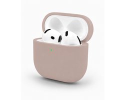 Enluxe Case geschikt voor Airpods 4 - Zand Kleur Sand Pink - Premium Siliconen Hoesje, Valbescherming & Spatwaterdicht, Draadloos Opladen Compatibel
