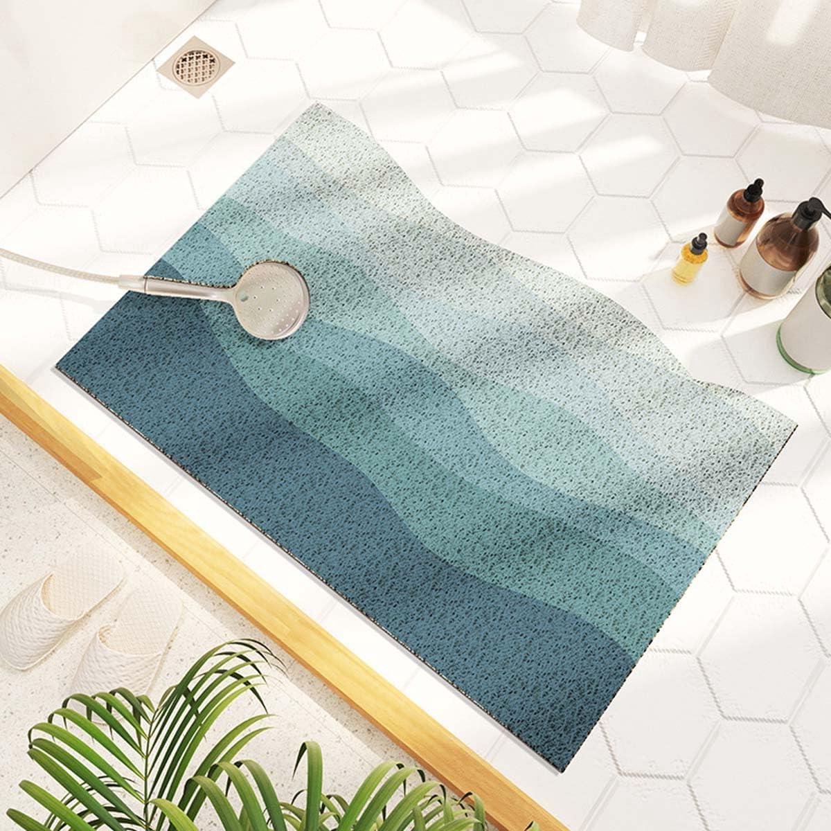 Antislip badmat - Douchemat zacht - Veilig douchen - Sneldrogend loofah design - 120x150cm - Blauw bruin