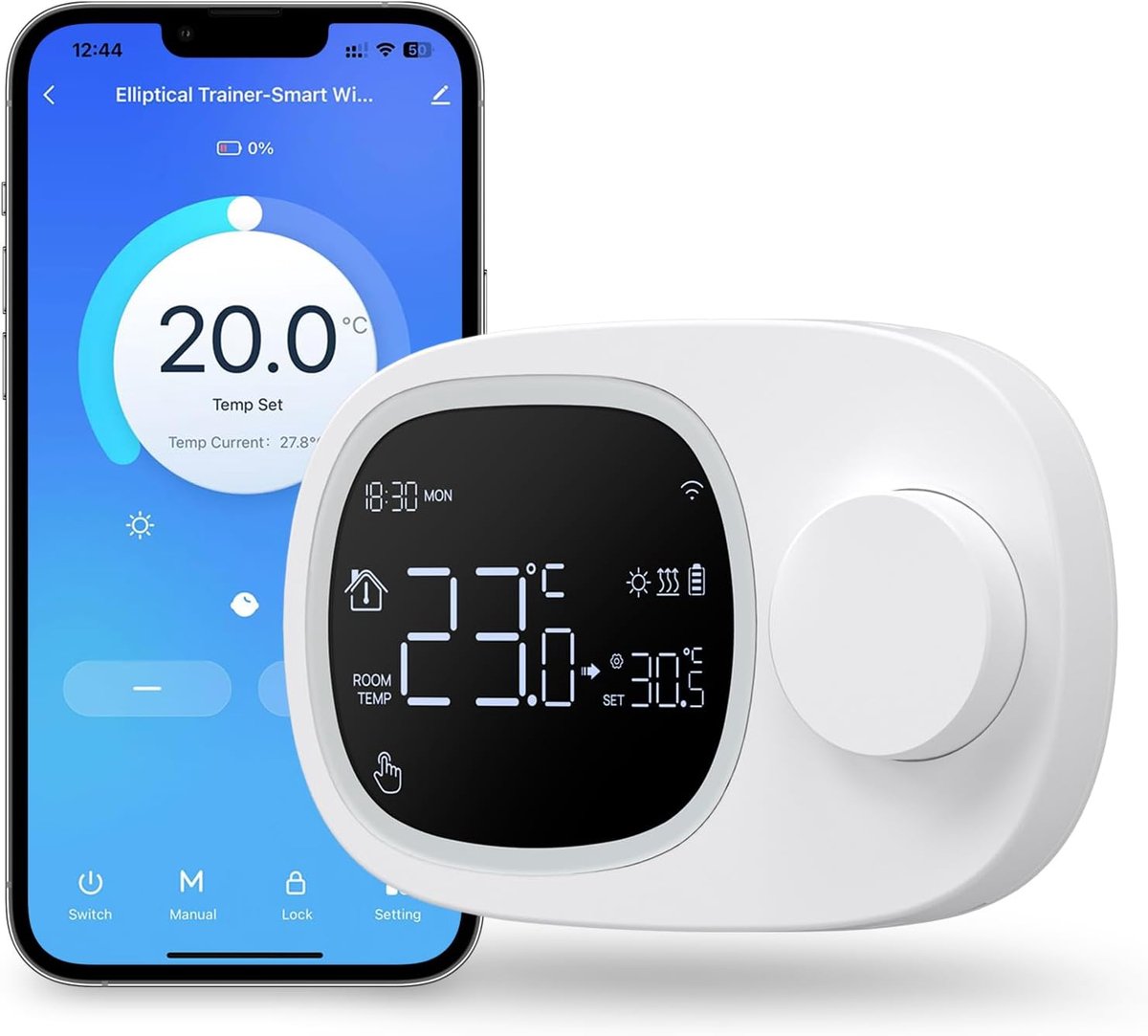 SnelShoppen - Slimme Wandthermostaat voor Waterverwarming - WiFi Thermostaat voor Verwarming en Koeling - Batterijgevoed - Geschikt voor Gasboilers -