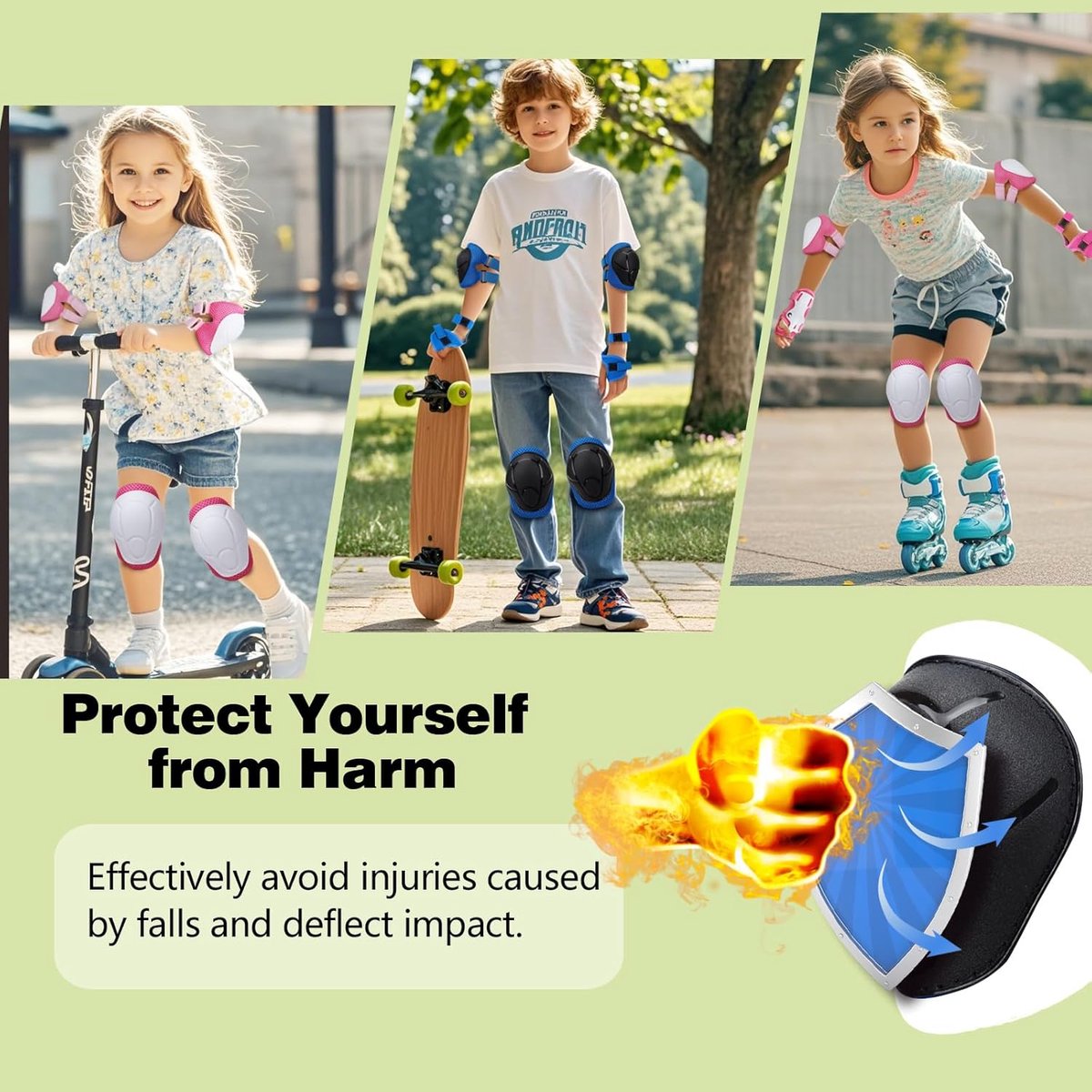 SnelShoppen - Kinder Kniebeschermers 6 in 1 Inline Skates voor Jongens en Meisjes, Elleboog- en Polsbeschermers voor Peuters 3-8 Jaar, Veiligheid bij