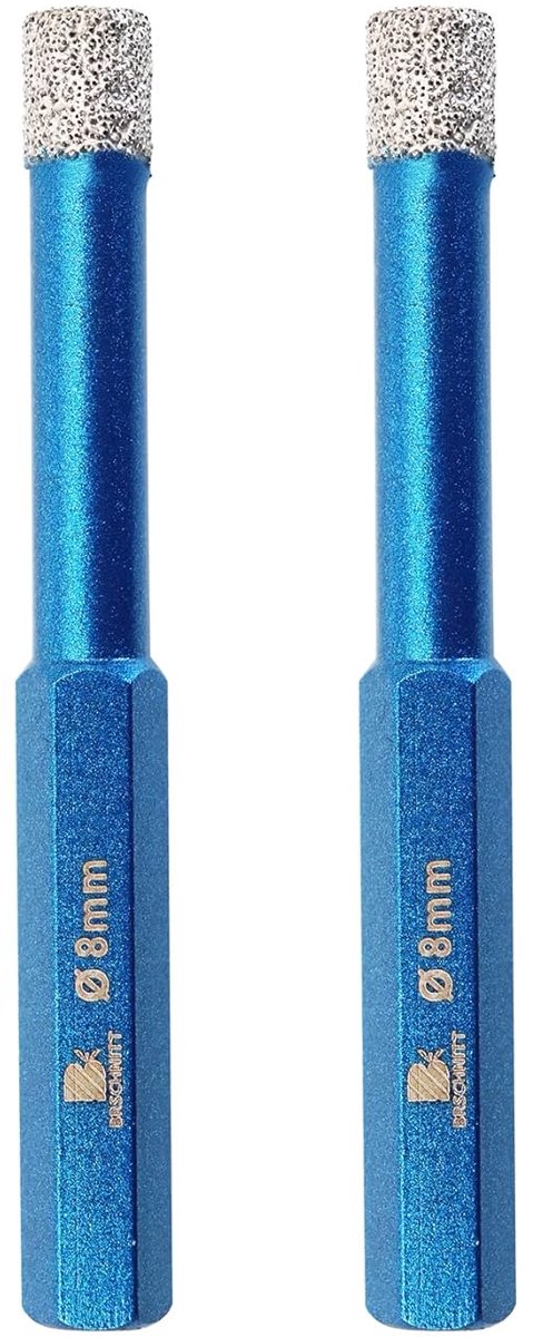 SnelShoppen - 2x 5/16 inch Diamant Boor Set voor Keramiek, Porselein, Graniet en Marmer - Hex Shank Kernboor voor Droog Boren, 80mm Lengte