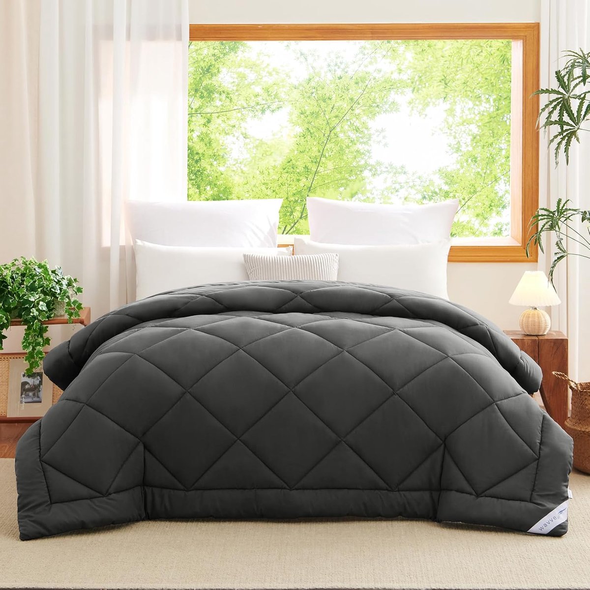 SnelShoppen - 4 Seizoenen Dekbed 155 x 220 cm, Ademend Microfibre, Super Zacht, 300 g/m², Grijs, Ideaal voor Elk Seizoen, Comfortabel Slapen