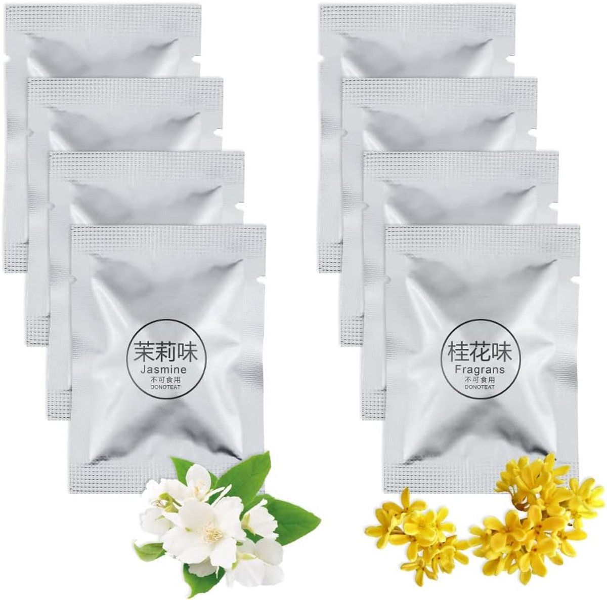 SnelShoppen - Car Aromatherapy Tablets - 8 Stuks - Auto Luchtverfrisser Vervangpads - 4x Jasmijn Geur + 4x Osmanthus Geur - Verwijdert Geurtjes - Lang