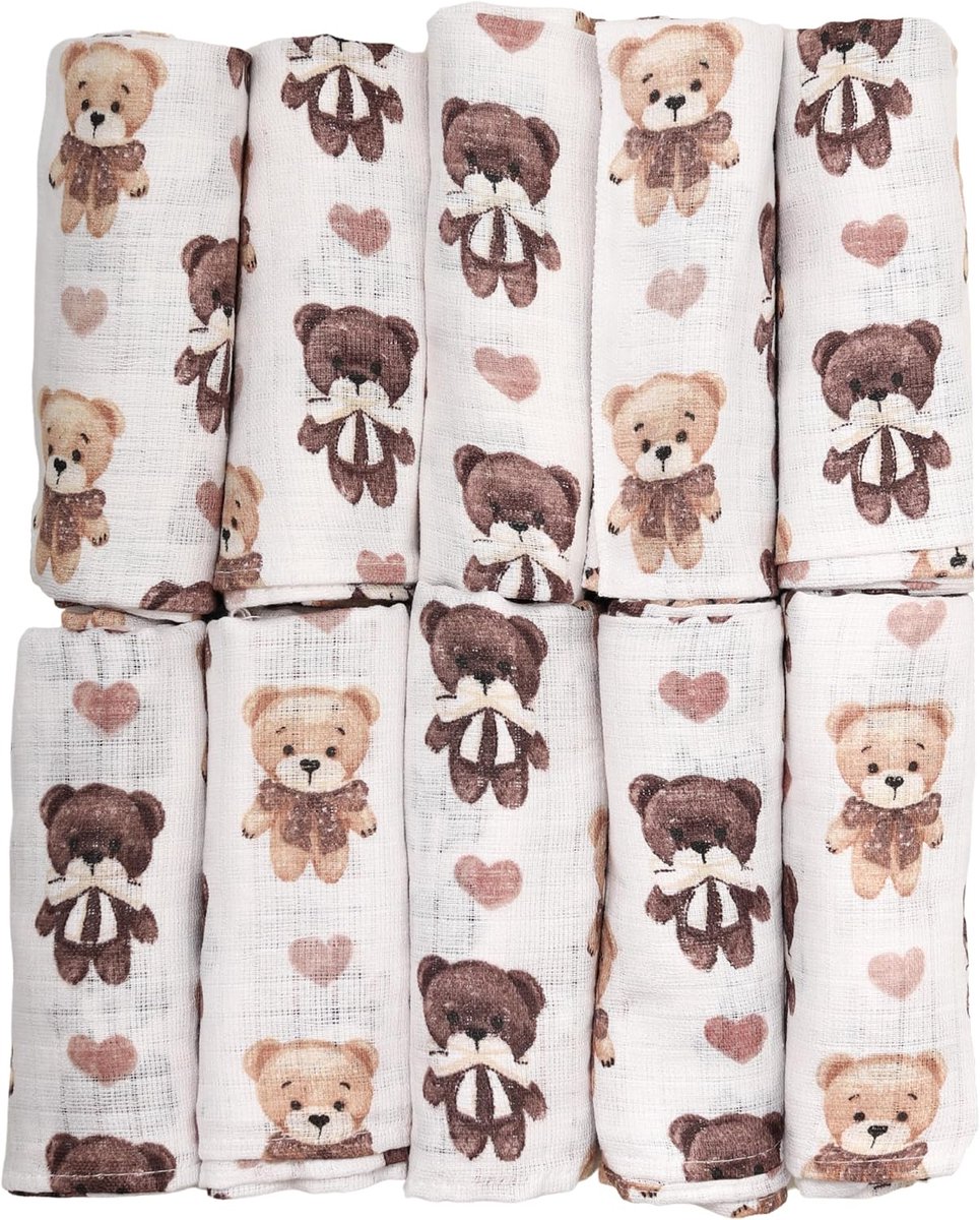 SnelShoppen - Babydoeken Nappies, Burp Cloths, 10 Stuks 70 x 80 cm, 100% Katoen, Muslin Doeken voor Jongens en Meisjes, Voor Wikkelen, Voeden, En Scho