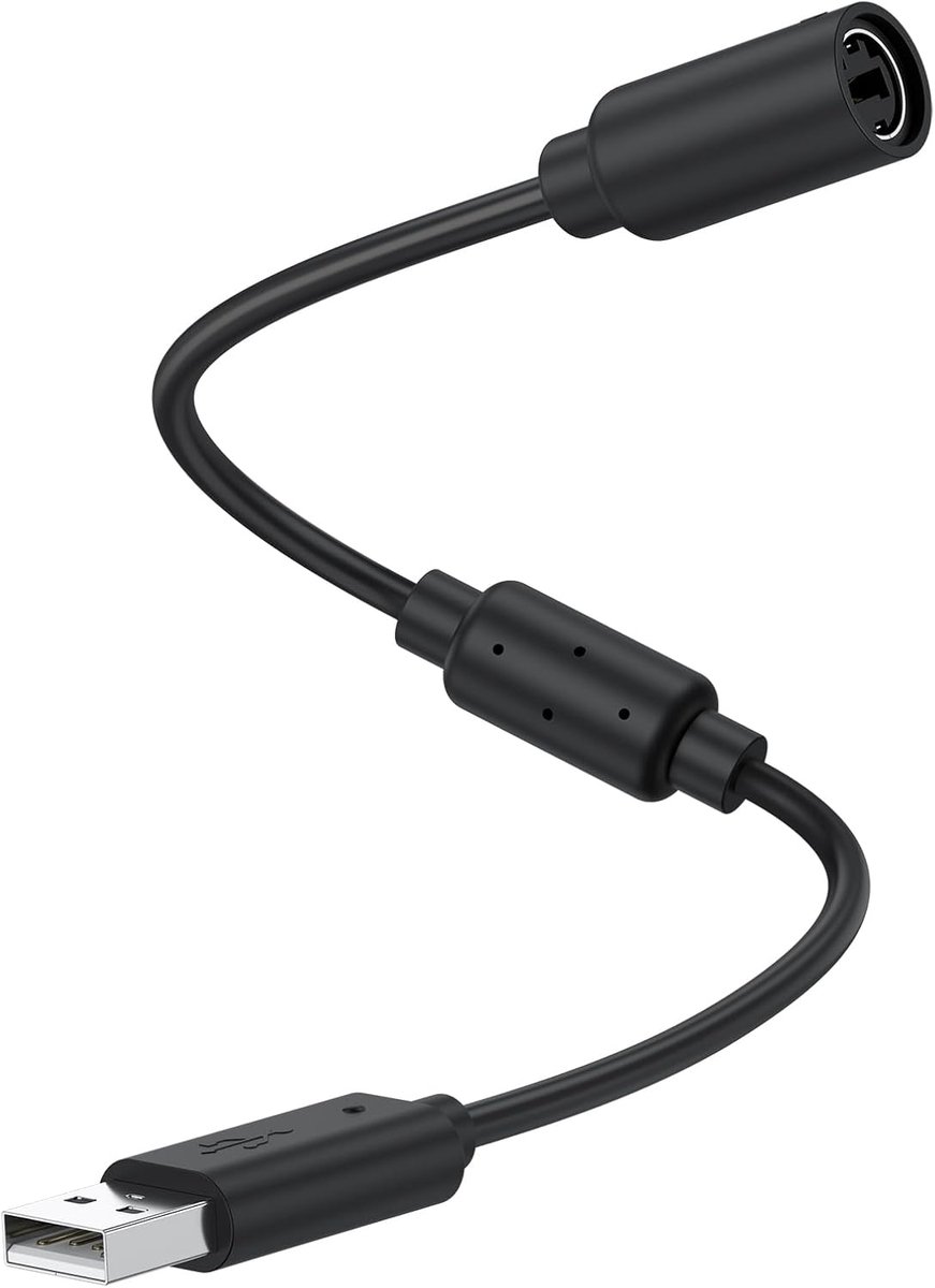 SnelShoppen - USB-adapterkabel voor Xbox 360-controller - Bekabeld, USB-aansluiting, Compatibel met Xbox 360-controller, Flexibel en Duurzaam PVC, Zwa