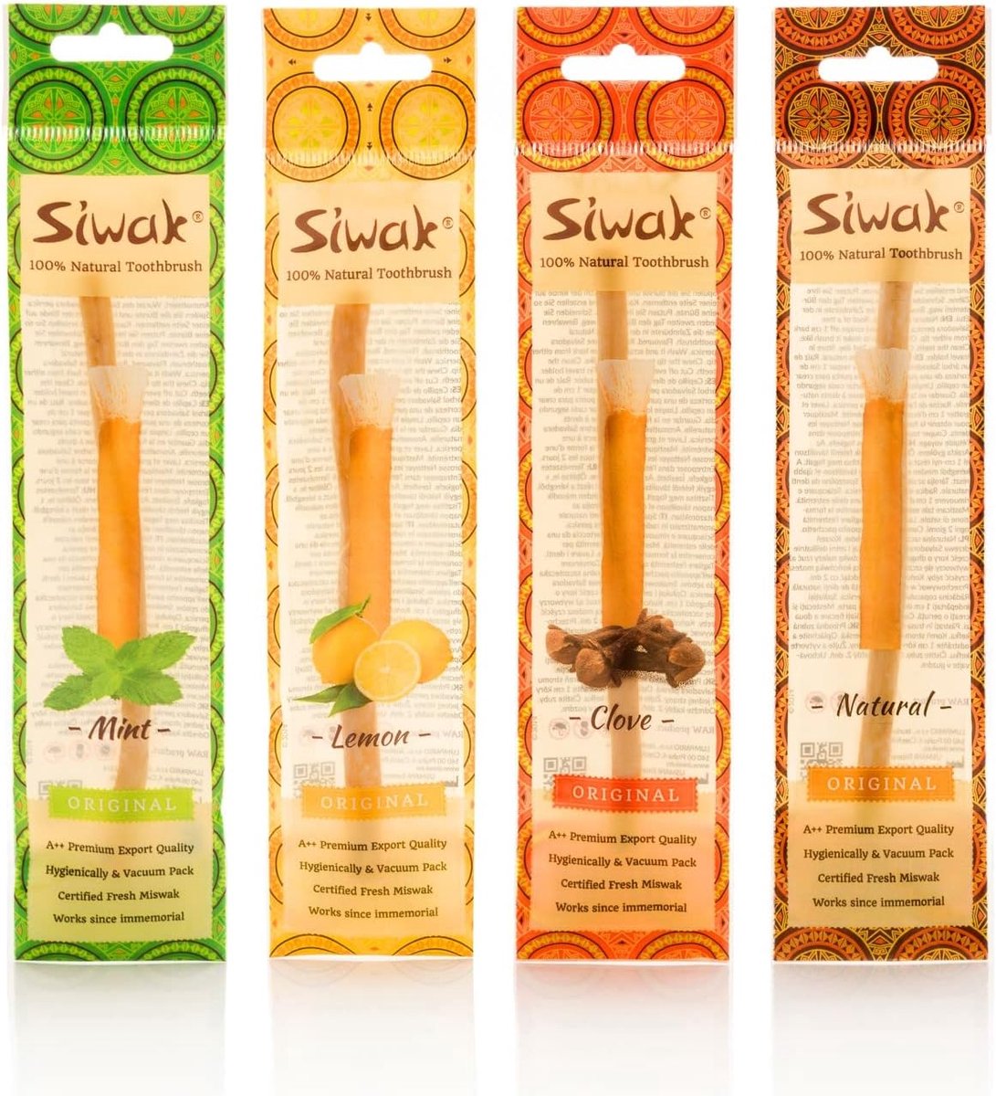 SnelShoppen - Premium Kwaliteit Lemon Flavor Miswak Tandenborstel - Natuurlijke Siwak Houten Tandenborstel voor Kinderen en Volwassenen - Versterkt Ta