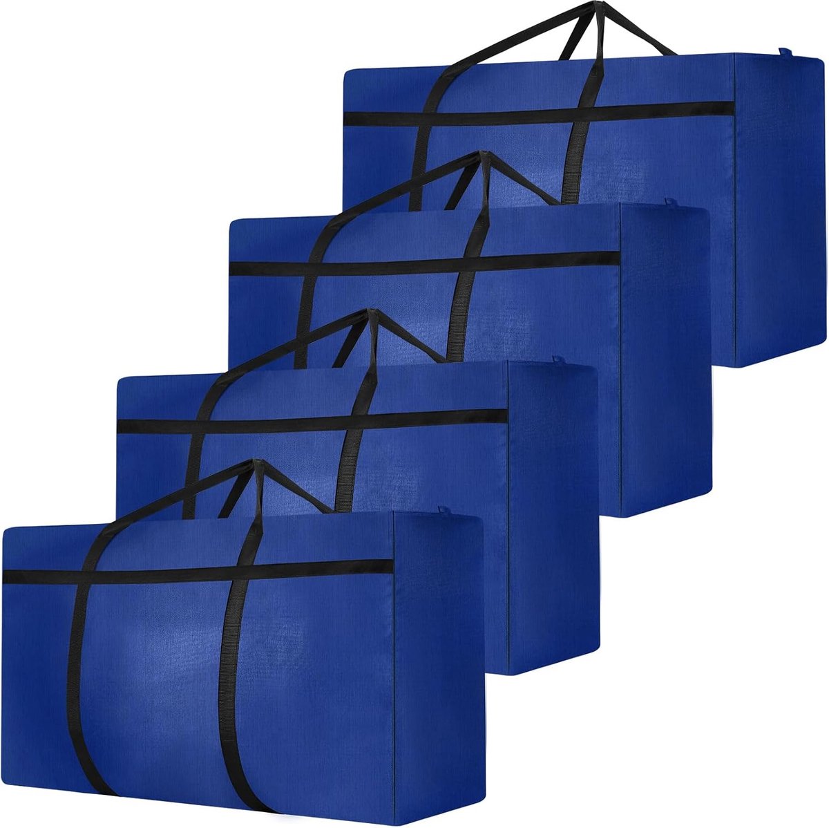 SnelShoppen - 4 Stuks 180L Grote Opbergzakken, Oxford Stevige Verhuisdozen met Ritssluiting en Handvat, Ruime Reis- en Draagtas voor Beddengoed, Kledi