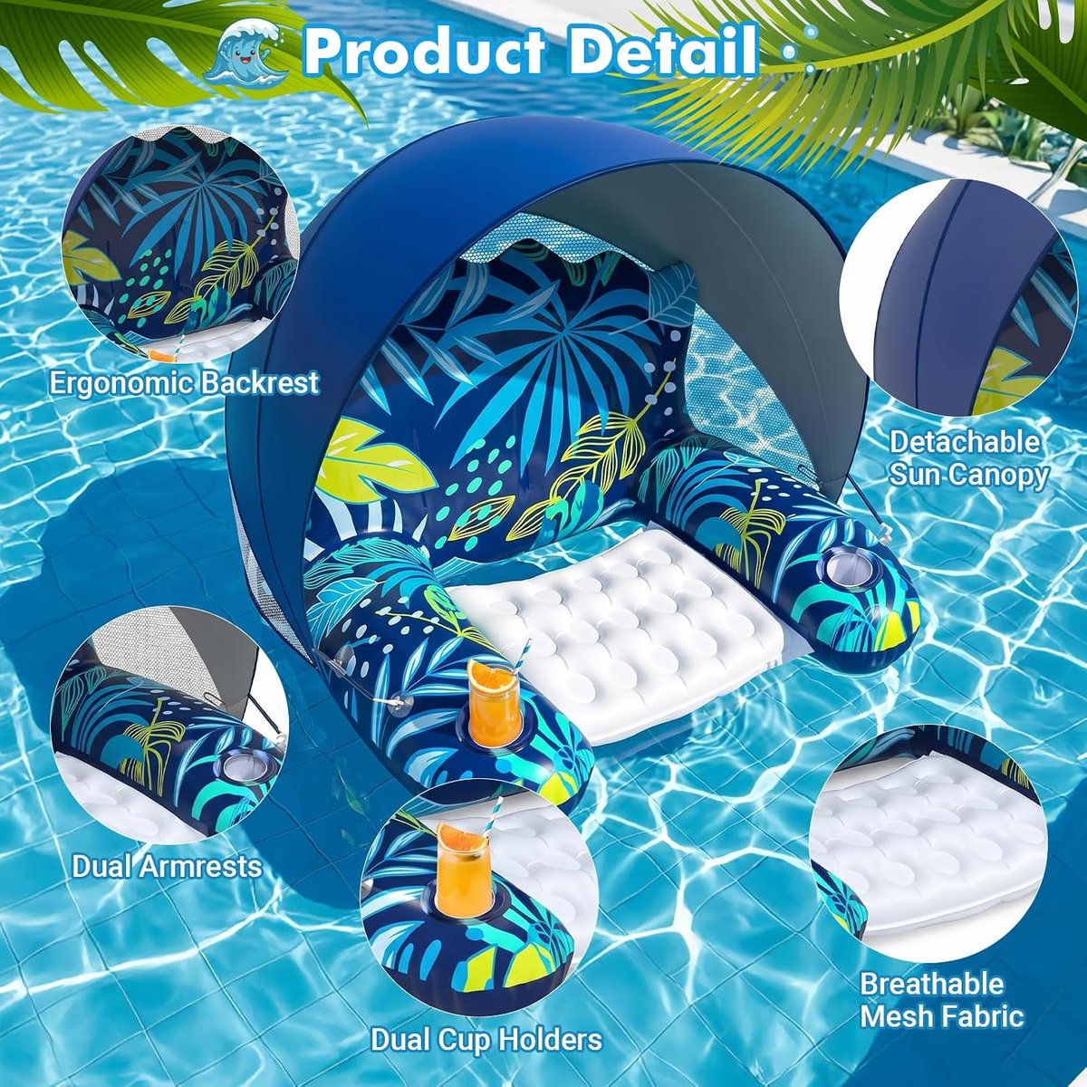 SnelShoppen - Opblaasbaar Zwembad Matras 120x80 cm - Drijvende Lounge voor Volwassenen en Kinderen - Robuust PVC - Perfect voor Strand, Zwembad en Mee