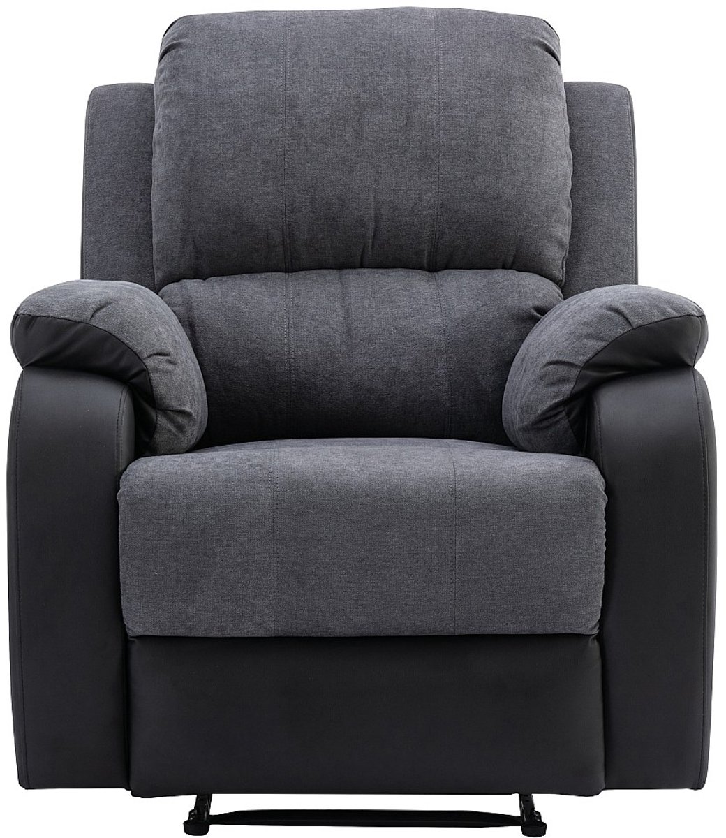 Vente-unique Relaxfauteuil van microvezel en grijs en zwart kunstleer BRODY