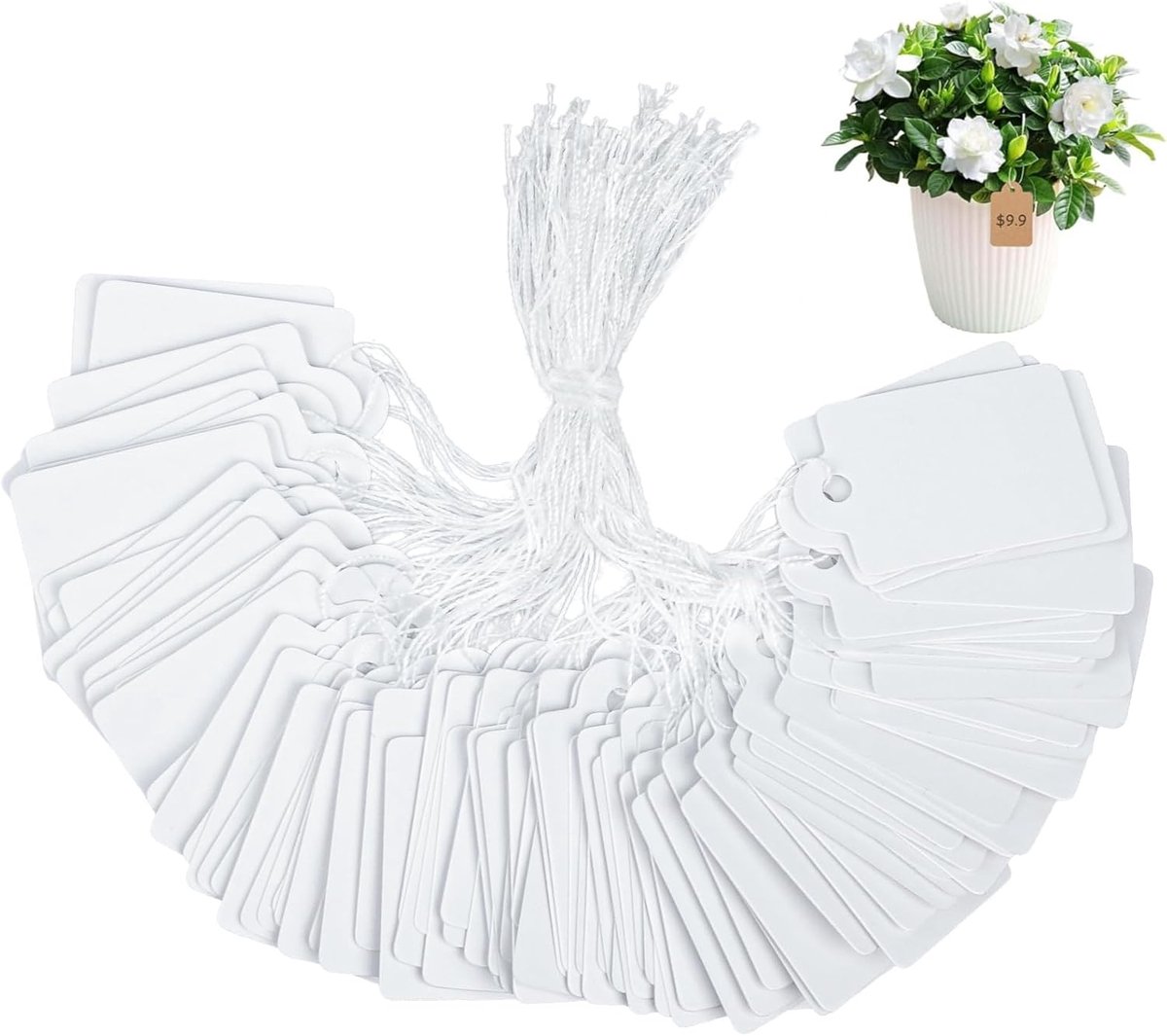 SnelShoppen - 500 Stuks Kraft Prijsetiketten, Cadeaulabel Kleding 28x45mm Bruin Wit Blanco Etiketten van Kraft Papier voor Geschenken, Sieraden en Bro
