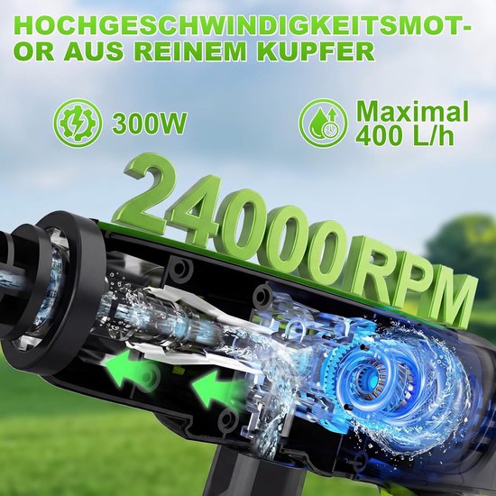 Thijox - Accu Hogedrukreiniger 21V - Draadloos Mobiel Reinigingsapparaat met 2x 4.0Ah Accu's - 70 Bar Piek - 400 L/h Debiet - 6-in-1 Mondstuk - Perfec van Thijox — afbeelding 3