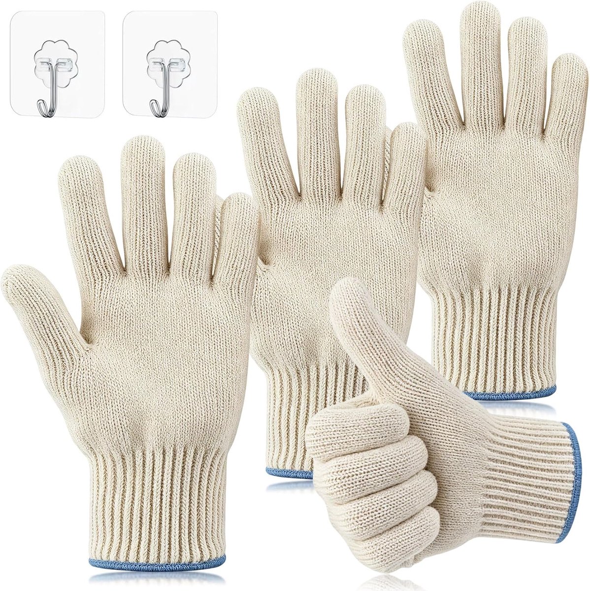 Thijox - 2 Paren Hittebestendige Barbecue Handschoenen met Vingers, Ovenwant Keukenoven, Hittebestendige Keukenhandschoenen, Grillaccessoires, Duurzaa