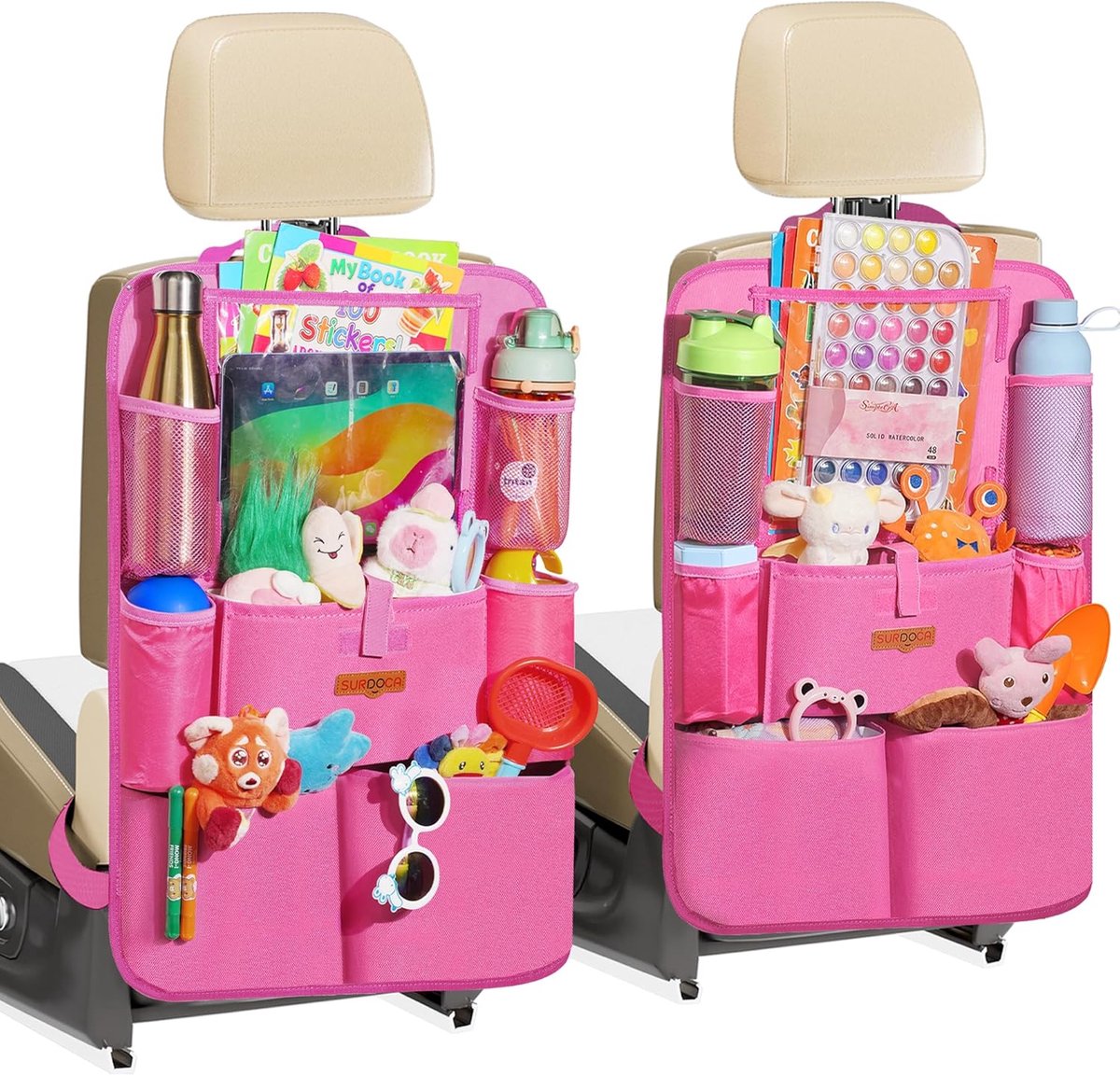 SnelShoppen - Autostoel Organizer Achterbankbeschermer met 8 Vakken & Tablethouder tot 11 Inch, Waterdichte Opberger voor Kinderspeelgoed, Auto Access