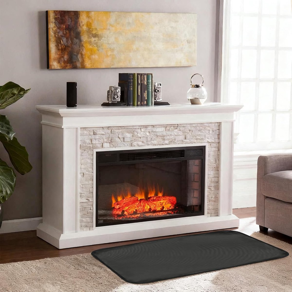 SnelShoppen - Fireproof Stove Mat - Vuurvaste Tapijt voor Binnen - Brandveilige Fiberglas Mat voor Kachel en Open Haard - 100 x 60 cm - Ideaal voor Ve