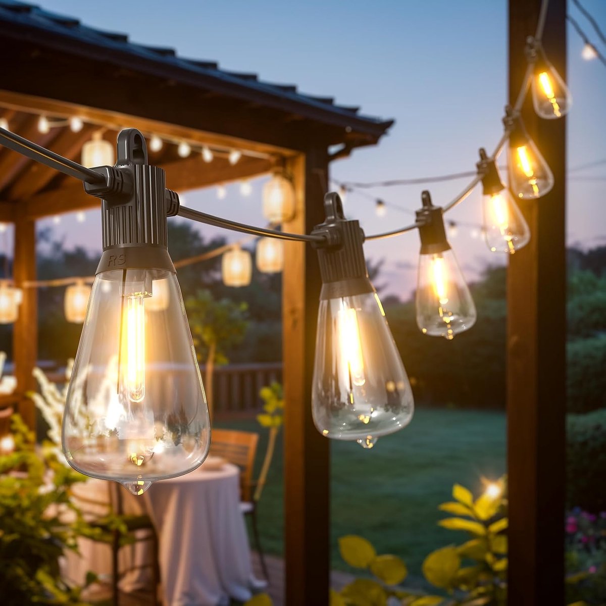SnelShoppen - LED Fairy Lights Buiten 30.5m Tuinverlichting Lichtketting IP65 Waterdicht 50+2 Schokbestendige Lampen Warm Wit voor Tuin, Balkon, Patio