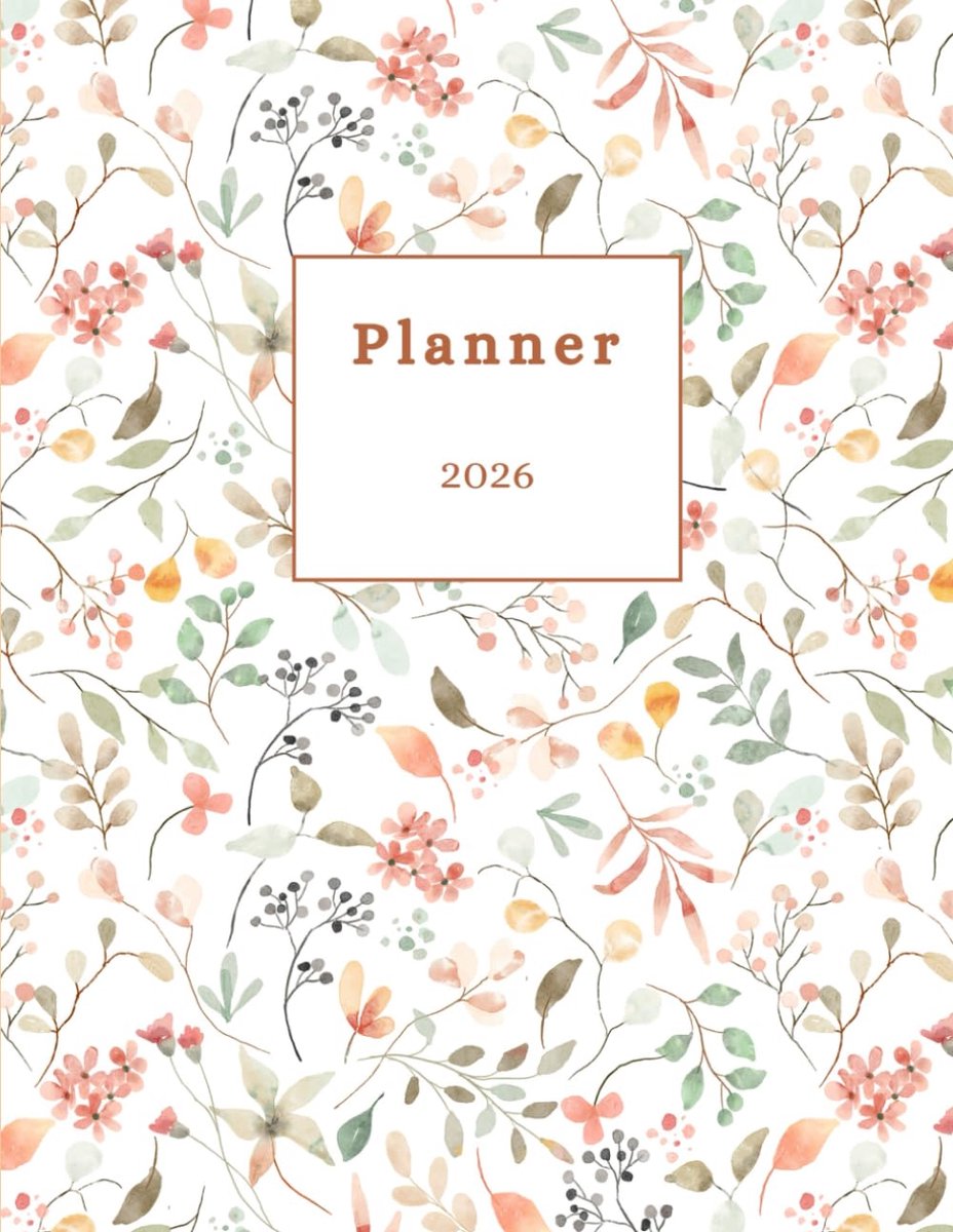 SnelShoppen - 2026 A4 Maand- en Weekplanner | Grote Kalender & Organiser | 12-Maanden Overzicht met Notities en Weektaken | Kerstcadeau Idee | Bloemig
