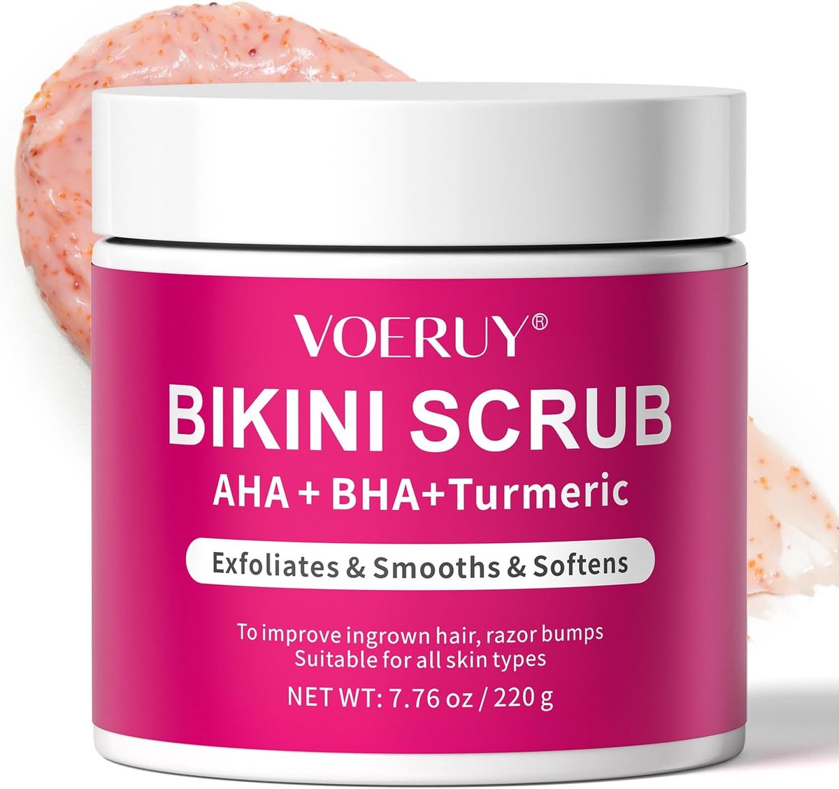 SnelShoppen - Bikini Scrub met 10% AHA+BHA en Kurkuma voor Onderarmgebied, Verwijdert Ingegroeide Haren en Scheerbultjes, Hydrateert en Verzorgt de Hu