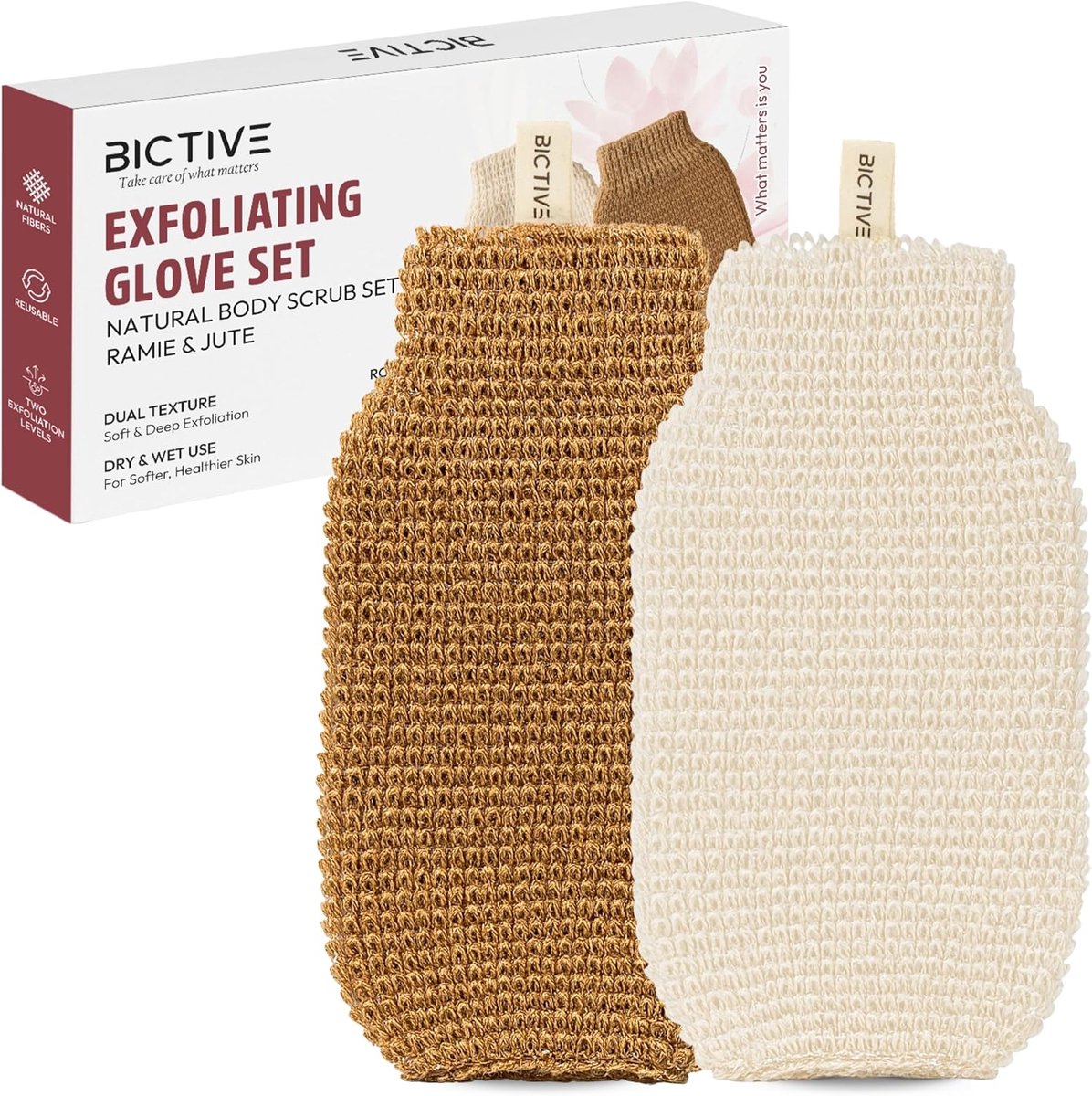 SnelShoppen - Set van 2 Exfoliërende Doucherovens van Natuurlijke Vezels voor het Verwijderen van Dode Huidcellen, Zachte en Intense Scrub Handschoene