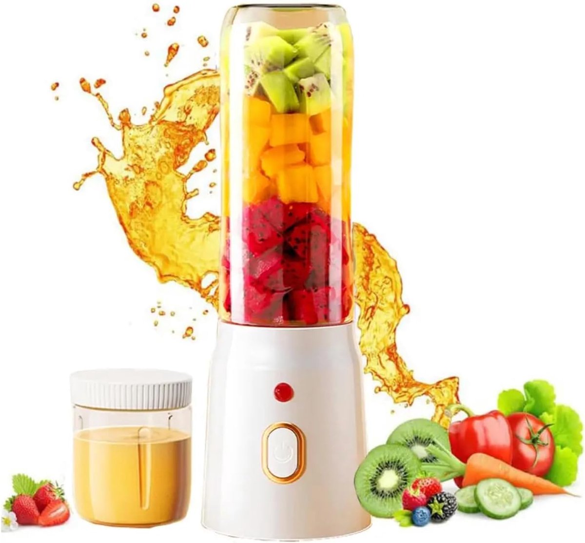 KZQ Draagbare Blender - USB-C-interface - Oplaadbaar, lichtgewicht en draagbaar - Geschikt voor thuis, op reis, tijdens het sporten en op kantoor - Wit - Inhoud: 500 ml