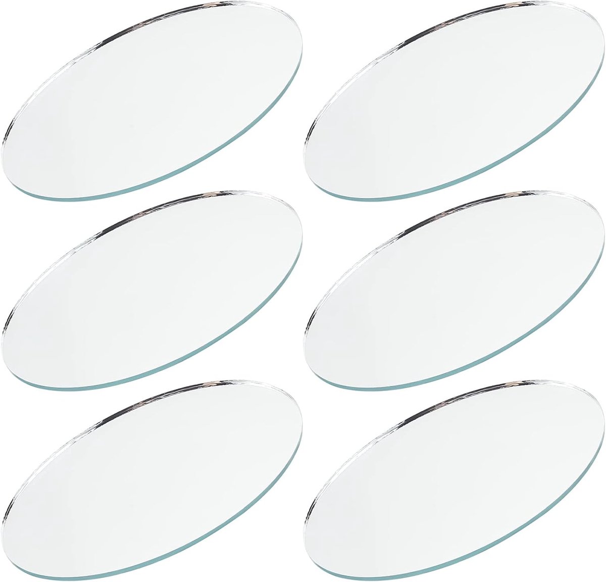 SnelShoppen - 6Pcs Mini Oval Spiegel Glas 5x3 Inch - Kleine Tafel Top Craft Spiegel voor Display Figurines, Souvenirs, DIY Projecten, 3mm Dikte