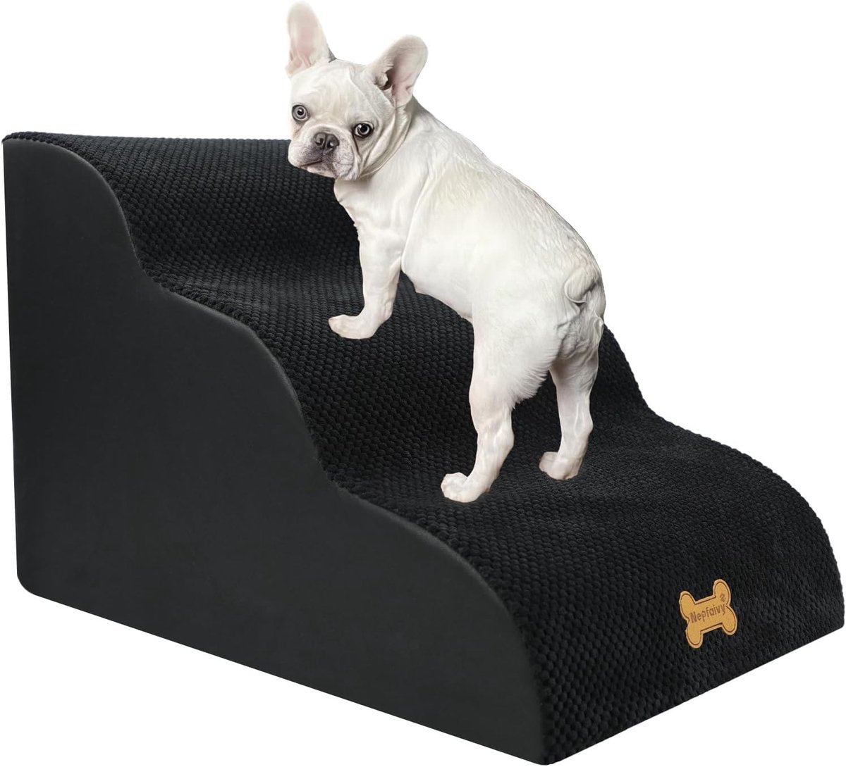 SnelShoppen - Honden Trap voor Kleine Honden 3 Treden, Dieren Trap voor Bed en Bank van Hoogwaardige Spons, Met Verwijderbare Wasbare Hoes en Antislip