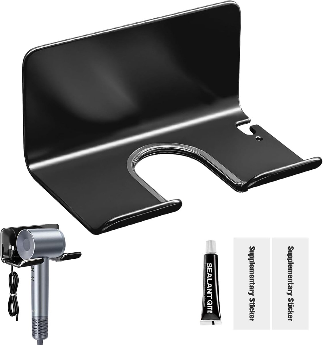 SnelShoppen - Wandbeugel voor Föhn en Hairstyling Gereedschap - Eenvoudige Installatie zonder Boren - Modern en Elegant Ontwerp - Duurzaam en Stabiel