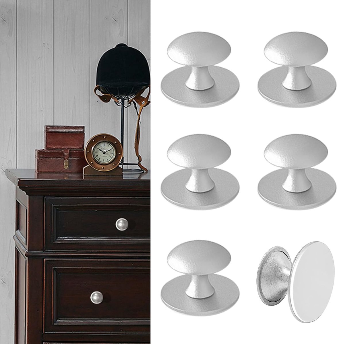 SnelShoppen - Zelfklevende Knoppen voor Kast, Zilver, RVS Zelfadhesieve Kastknoppen, Stick