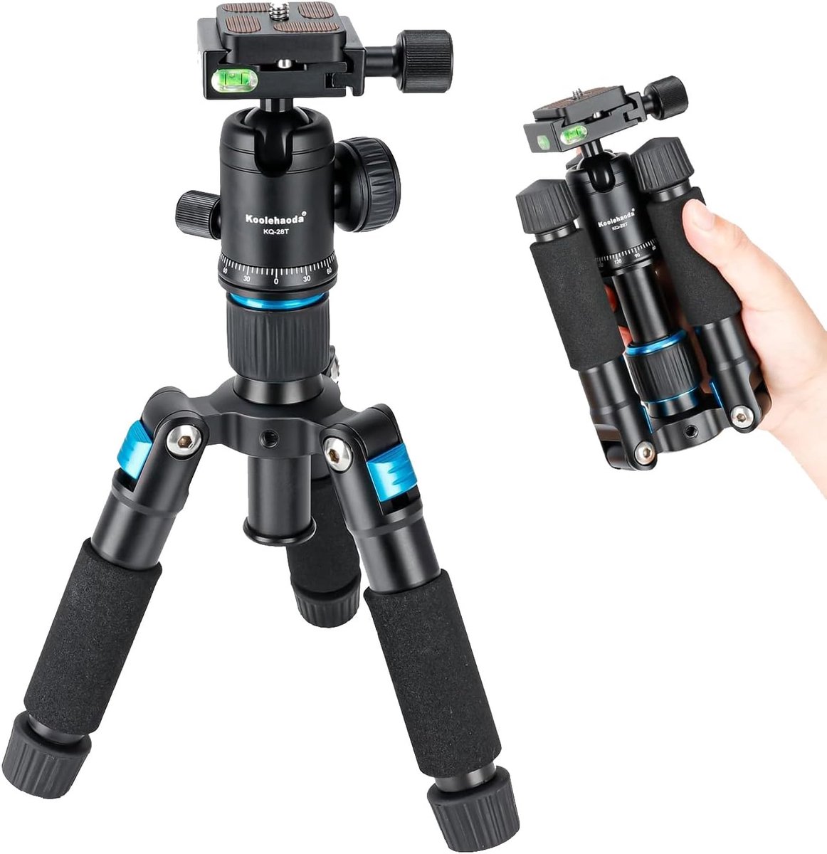 SnelShoppen - Portable Mini Tripod Aluminium Tafelstatief 51cm met 360 Graden Bal Hoofd en Tas voor DSLR Camera, Videocamera - Tot 5kg - Blauw