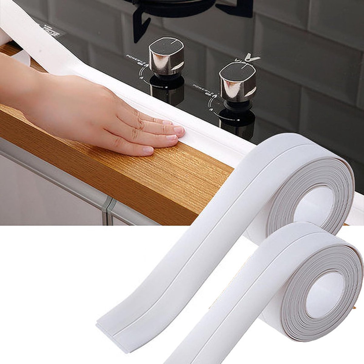 Afdichtstrip - 2 Stuks - 3.2M - Zelfklevende kitstrip - Sanitairstrip - Waterdichte Sealing - Anti Lek Strip - Waterdichte tape - Schimmelwerende tape - Voor badkamer , badkuip , keuken , toilet , muur , ramen - Wit